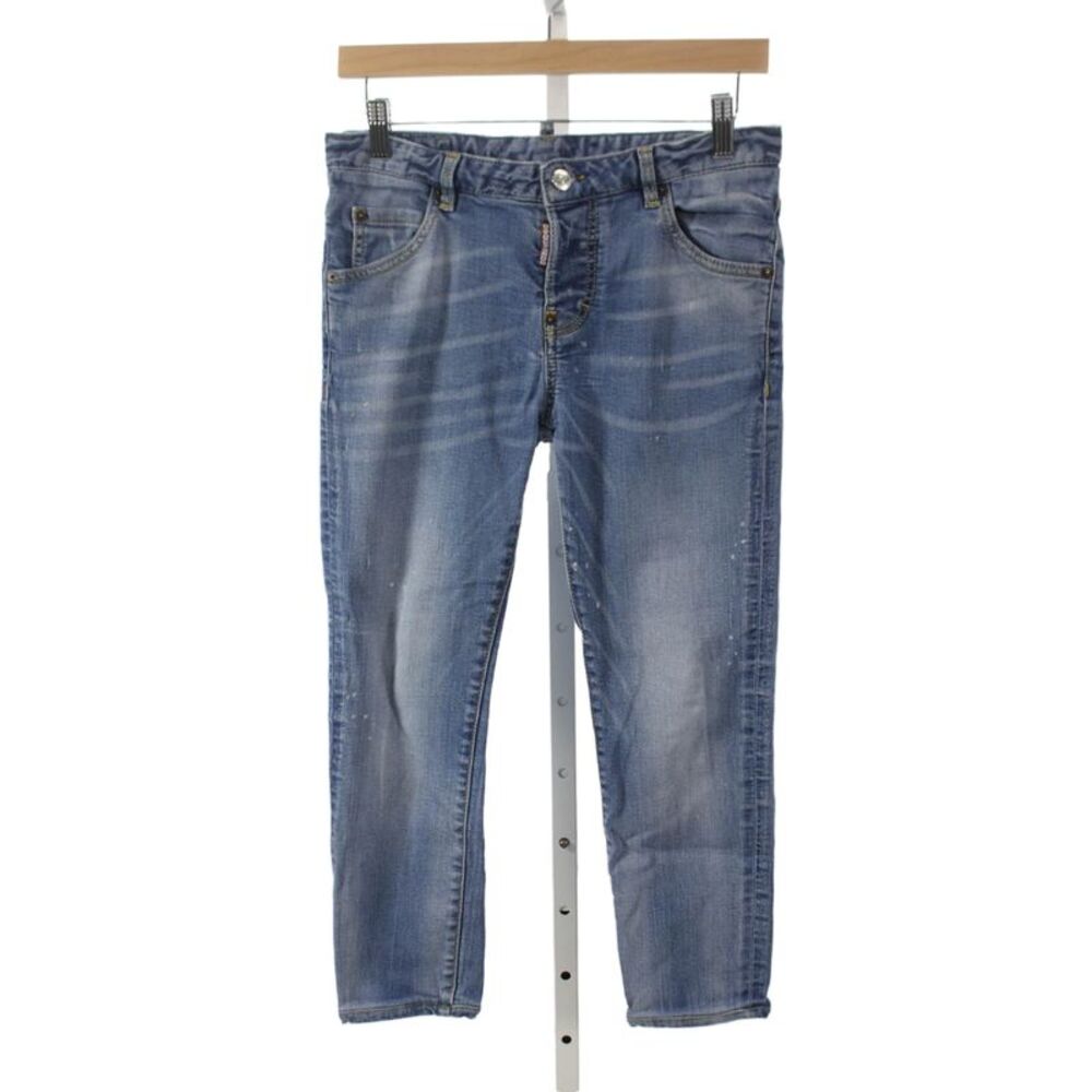 Dsquared2 Girls Button Fly Skinny Cropped Jeans Blue Denim Size 16